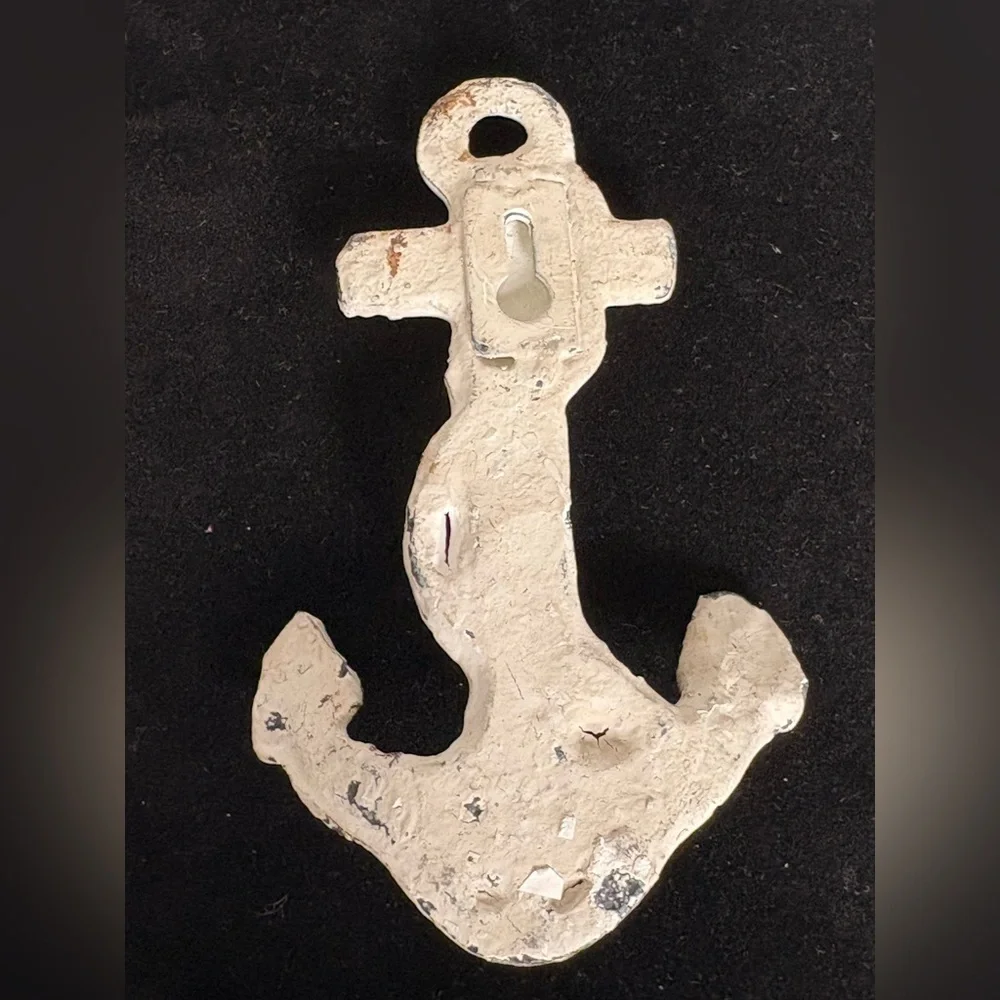 Rustic Two-Prong White Distressed Anchor Wall Hook